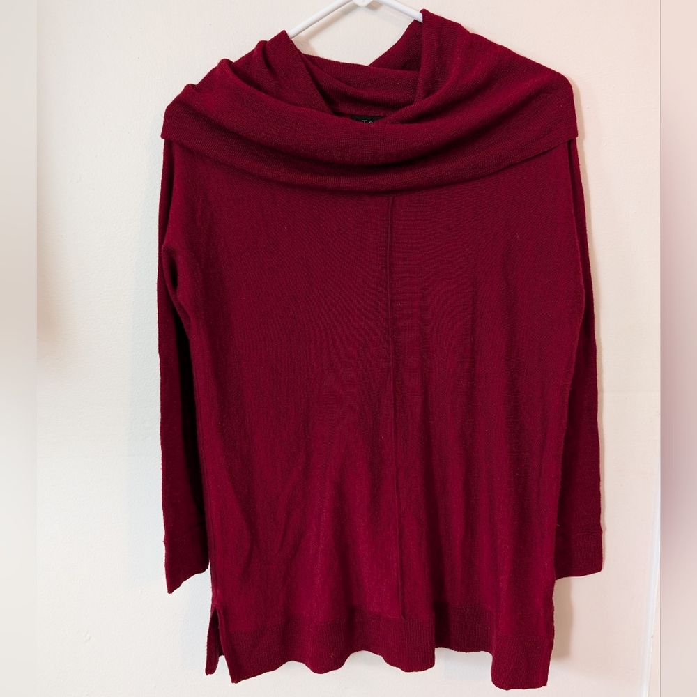 3 For $12 Clearance Tahari Red 100% Wool Women's Cowlneck Sweater‎ Size XS